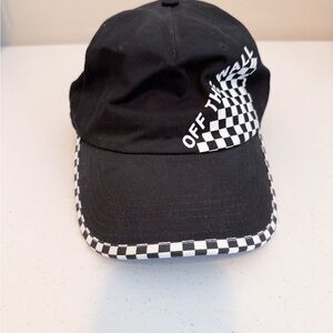 Vans Black Cap with White Checkered Baseball Cap with Adjustable Strap